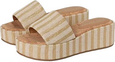 Marc Fisher Women's Daylin Wedge Sandal In Light Natural Stripe In Multi