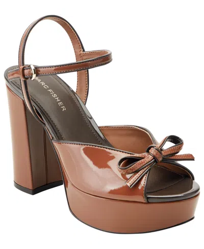 Marc Fisher Women's Dera Platform High Block Heel Sandals In Brown