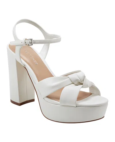 Marc Fisher Women's Deren High Block Heel Platform Sandals In White