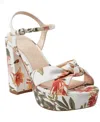 Marc Fisher Women's Deren High Block Heel Platform Sandals In White Floral