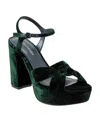 Marc Fisher Women's Deren High Block Heel Platform Sandals In Dark Green Velvet