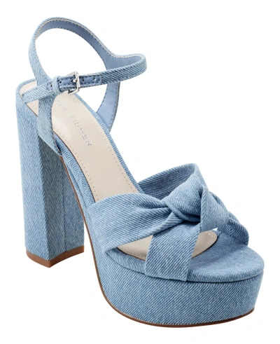 Marc Fisher Women's Deren Platform High Heel Sandals In Light Blue Denim - Textile