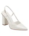 Marc Fisher Women's Dian High Block Heel Slingback Pumps In White