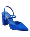 Marc Fisher Women's Doster Block Heel Pointy Toe Dress Pumps In Blue Suede