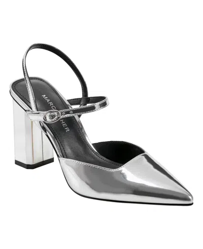 Marc Fisher Women's Doster Block Heel Pointy Toe Dress Pumps In Silver