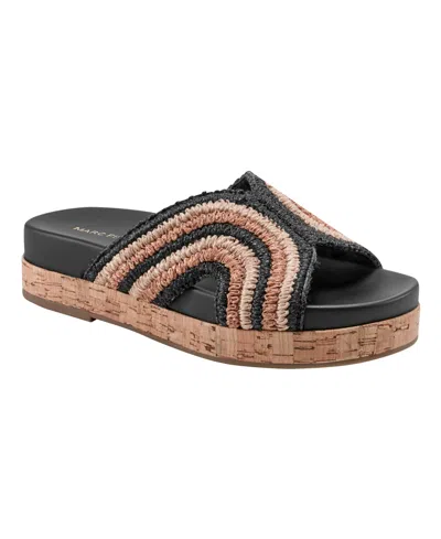 Marc Fisher Women's Erim Woven Slip-on Flatform Sandals In Black,brown Multi