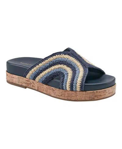 Marc Fisher Women's Erim Woven Slip-on Flatform Sandals In Blue Multi