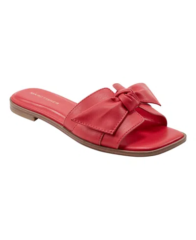 Marc Fisher Women's Finey Square Toe Slip-on Flat Sandals In Red