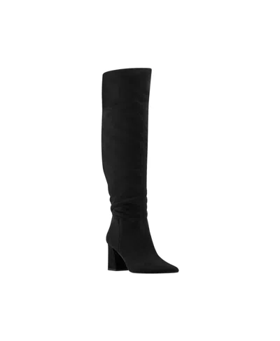 Marc Fisher Women's Garwin Block Heel Pointy Toe Wide Calf Dress Boots In Black