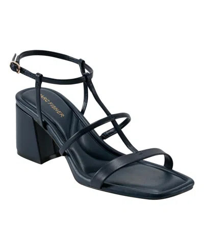 Marc Fisher Women's Gellyn Caged Block Heel Sandals In Black Patent