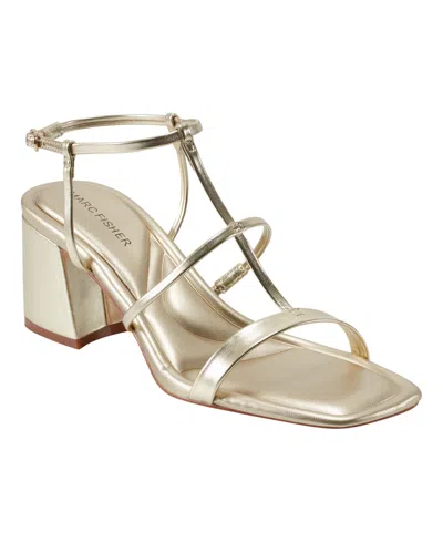 Marc Fisher Women's Gellyn Caged Block Heel Sandals In Gold