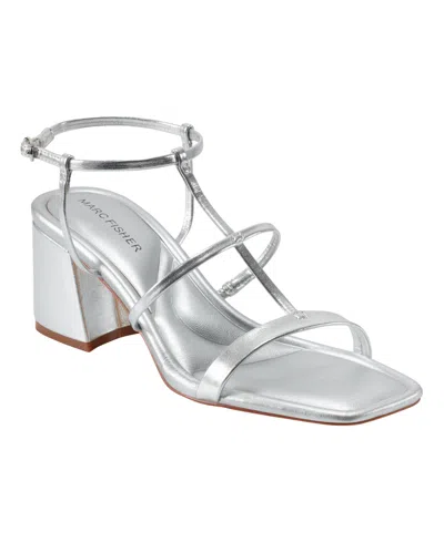 Marc Fisher Women's Gellyn Caged Block Heel Sandals In Silver