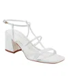 Marc Fisher Women's Gellyn Caged Block Heel Sandals In White Patent