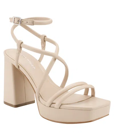 Marc Fisher Women's Gimie Block Heel Strappy Dress Sandals In Light Natural