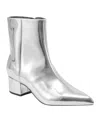 Marc Fisher Gismo Womens Leather Pointed Toe Ankle Boots In Silver