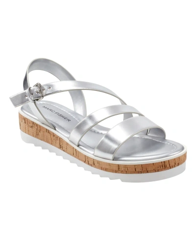 Marc Fisher Women's Goget Strappy Open-toe Casual Sandals In Silver
