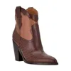 Marc Fisher Women's Gona Western Leather Heeled Ankle Boot Bootie In Brown
