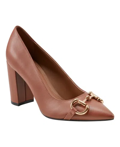 Marc Fisher Women's Gruff Bit High Block Heel Pumps In Brown