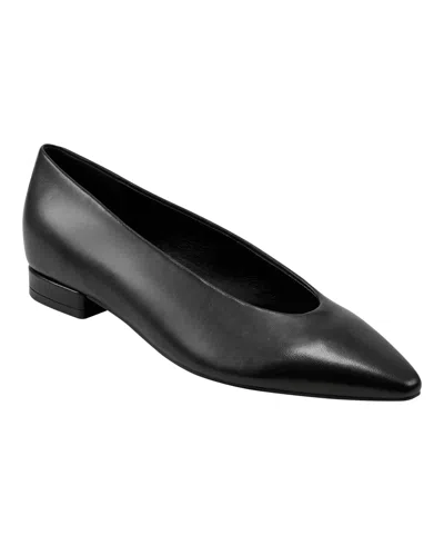 Marc Fisher Women's Gunner Pointy Toe Slip-on Dress Flats In Black Leather