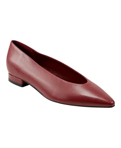 Marc Fisher Women's Gunner Pointy Toe Slip-on Dress Flats In Dark Red Leather