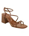 Marc Fisher Gurion Sandals Women's Brown Square Toe Block Heel Strappy Gal1464 In Medium Brown