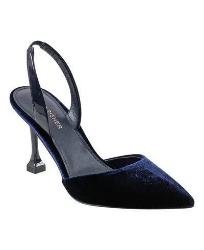 Marc Fisher Women's Hadya Pointy Toe Stiletto Dress Pumps In Navy Velvet