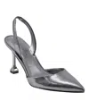 Marc Fisher Hadya Womens Patent Slingback Pumps In Pewter Snake