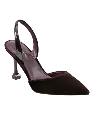 Marc Fisher Women's Hadya Pointy Toe Stiletto Slingback Pumps In Burgundy Velvet