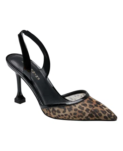 Marc Fisher Women's Hadya Pointy Toe Stiletto Slingback Pumps In Leopard,black