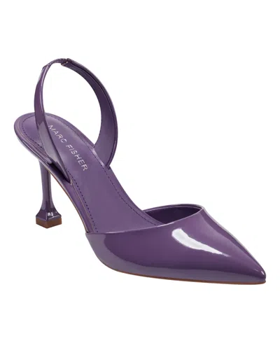 Marc Fisher Women's Hadya Pointy Toe Stiletto Slingback Pumps In Purple Patent