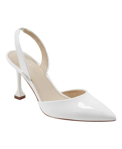 Marc Fisher Women's Hadya Pointy Toe Stiletto Slingback Pumps In White