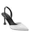 Marc Fisher Women's Hadya Pointy Toe Stiletto Slingback Pumps In White,black Patent