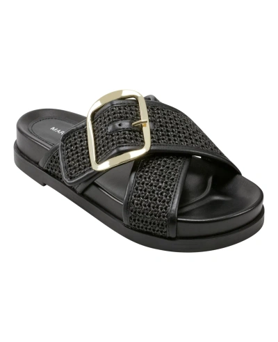 Marc Fisher Women's Hazaia Open Toe Slip-on Casual Sandals In Black