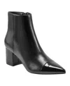 Marc Fisher Jelanie Womens Two Tone Leather Ankle Boots In Black Multi