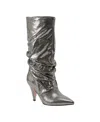 Marc Fisher Women's Kailee Pointy Toe Ruched Dress Boots In Pewter Snake