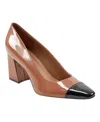 Marc Fisher Kapila Womens Toe Cap Man Made Block Heels In Medium Brown,black Patent
