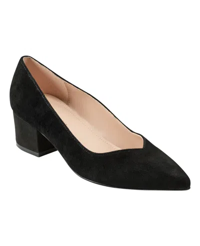 Marc Fisher Women's Labore Slip-on Block Heel Dress Pumps In Black Suede