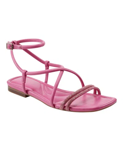 Marc Fisher Women's Lakity Strappy Square Toe Flat Sandals In Pink