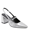 Marc Fisher Women's Lanai Block Heel Dress Snip Toe Slingbacks In Silver