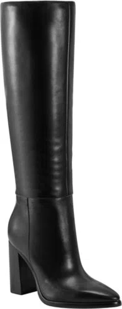 Pre-owned Marc Fisher Women's Lannie Knee High Boot In Black Leather 001