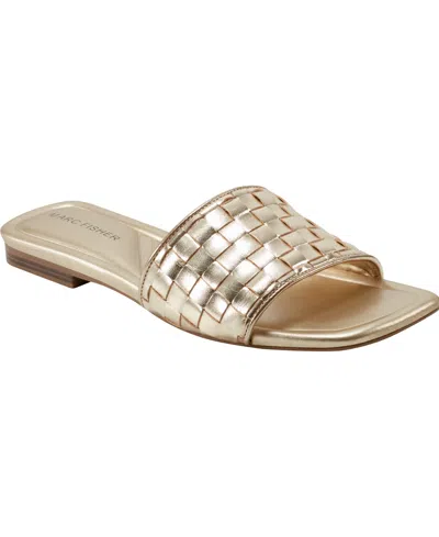 Marc Fisher Women's Lecee Square Toe Casual Sandals In Gold