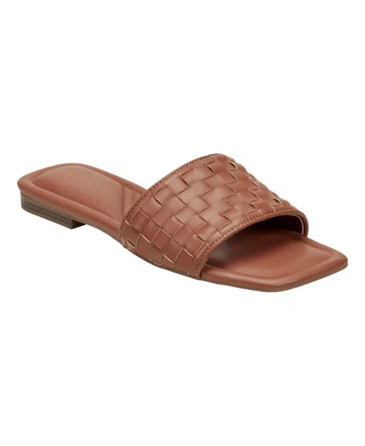 Marc Fisher Women's Lecee Woven Square Toe Sandals In Brown
