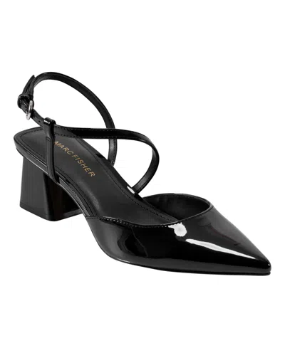 Marc Fisher Women's Loya Pointy Toe Block Heel Dress Pumps In Black Patent