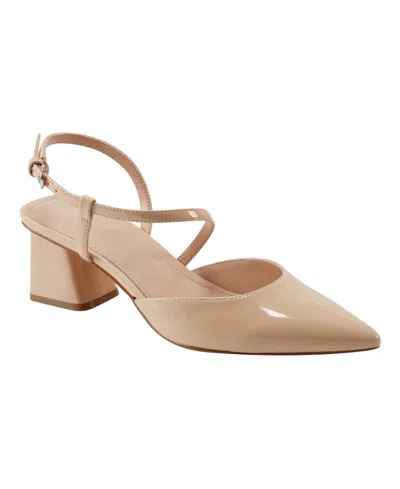 Marc Fisher Women's Loya Pointy Toe Block Heel Dress Pumps In Light Natural Patent
