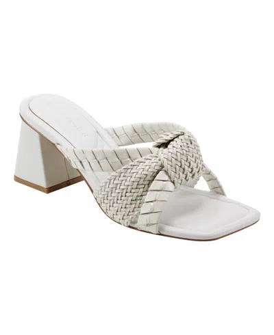 Marc Fisher Women's Macki Sqaure Toe Slip-on Dress Sandals In Ivory