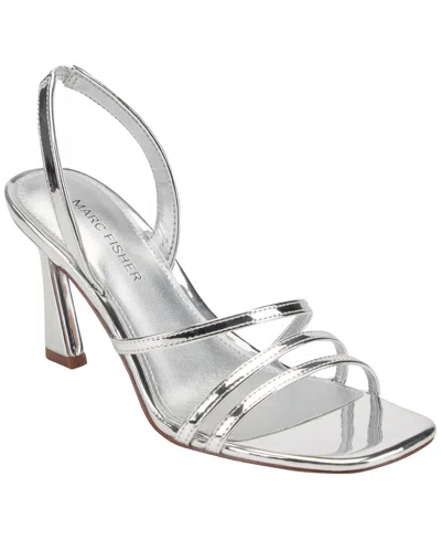 Marc Fisher Women's Nalina Strappy Slip-on Sandals In Silver