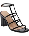 Marc Fisher Women's Norene Caged Block Heel Sandals In Black Patent