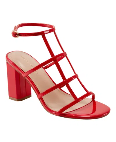 Marc Fisher Women's Norene Caged Block Heel Sandals In Red Patent