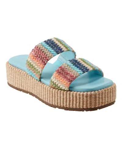 Marc Fisher Women's Pelma Double Band Flatform Sandals In Blue