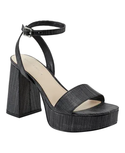 Marc Fisher Women's Sadel Block Heel Ankle Strap Dress Sandals In Black
